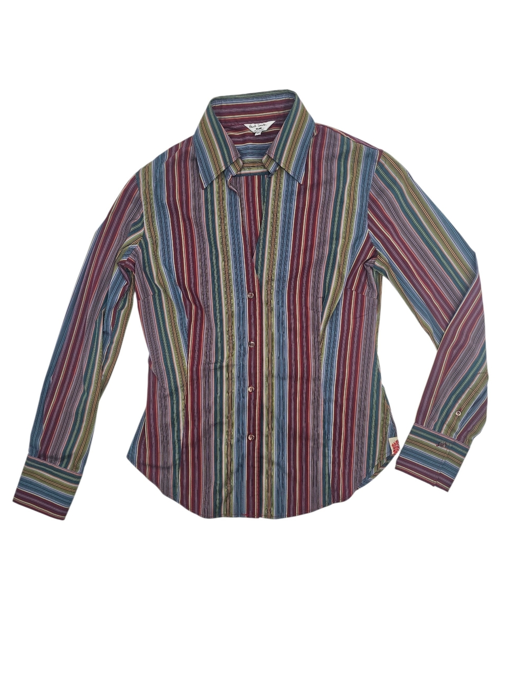 Paul Smith Blue Made in Italy Multicolor Stripe Button Up Shirt Women's IT 44